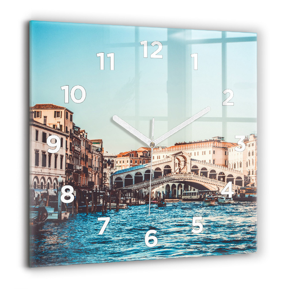Horloge murale carrée 60x60 cm Le pont du Rialto à Venise