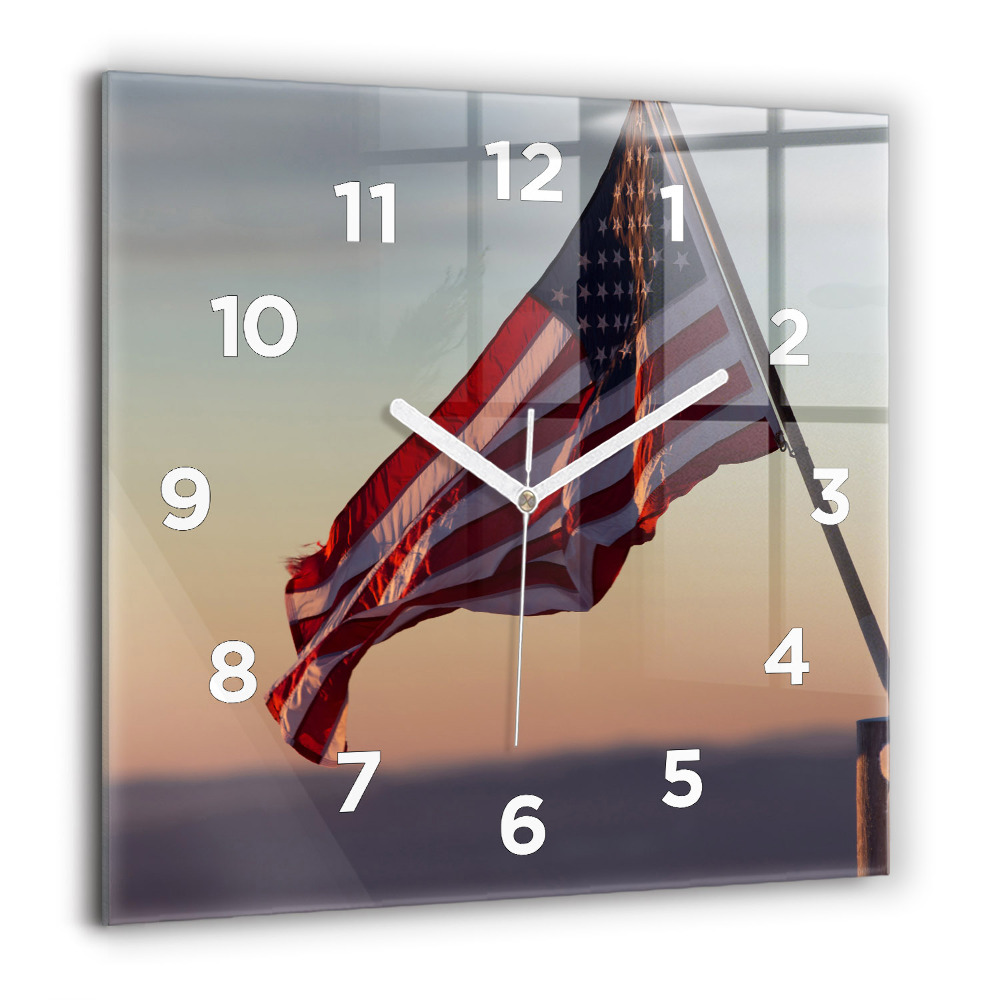 Horloge murale carrée 60x60 cm Le drapeau américain flottant
