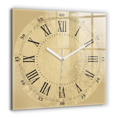 Horloge carrée en verre 60x60 cm Chiffres romains bruns