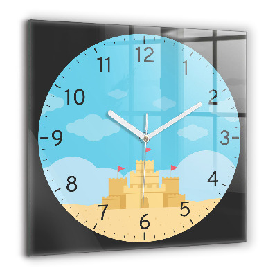 Horloge murale carrée 60x60 cm Château de sable