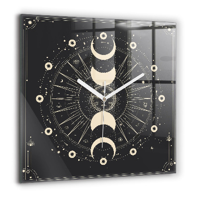 Pendule carrée en verre 60x60 cm Lunes et soleils