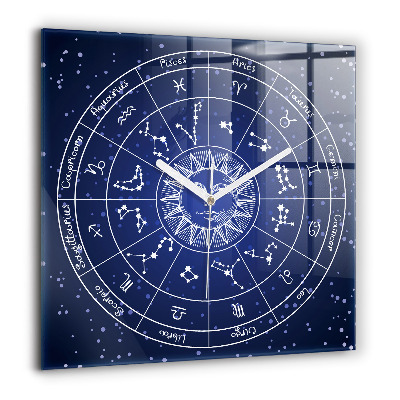 Horloge carrée en verre 60x60 cm Les constellations du zodiaque