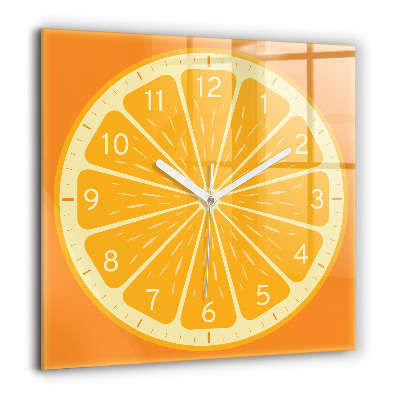Horloge murale carrée 60x60 cm Orange juteuse