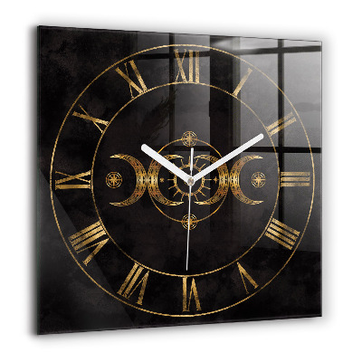 Horloge carrée en verre 60x60 cm Chiffres romains dorés