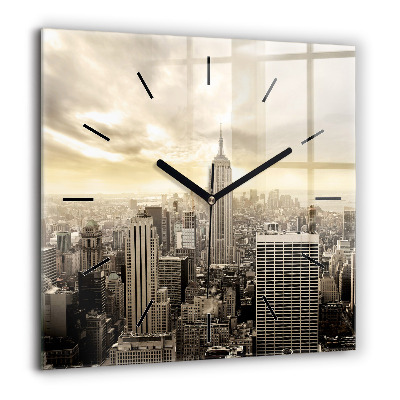 Pendule carrée en verre 60x60 cm Tours à New York