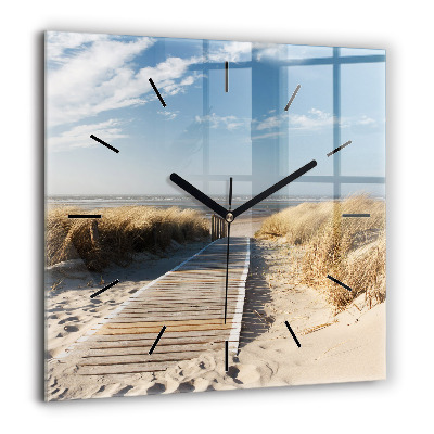 Horloge murale carrée 60x60 cm Vue de la plage