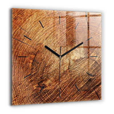 Horloge carrée en verre 60x60 cm Vieux tronc d'arbre