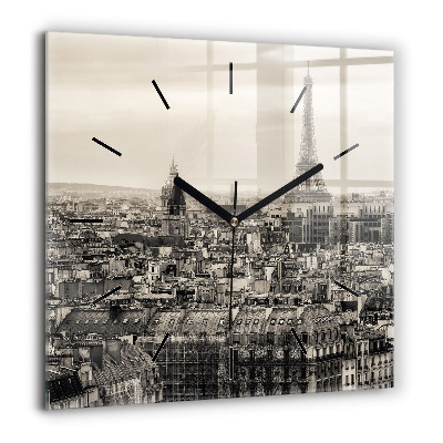 Horloge murale carrée 60x60 cm Panorama de Paris