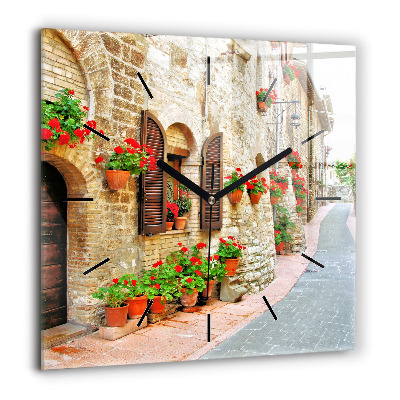 Pendule carrée en verre 60x60 cm Rue pittoresque