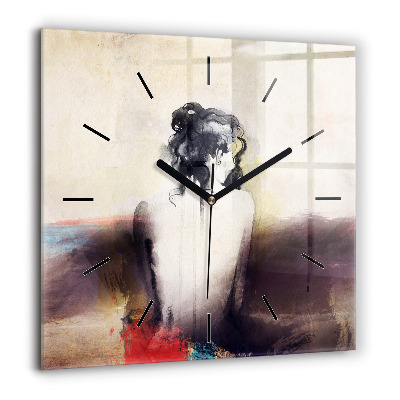 Horloge murale carrée 60x60 cm Portrait abstrait d'une femme