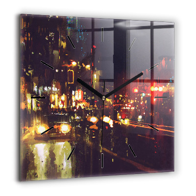 Horloge murale carrée 60x60 cm Ville peinte