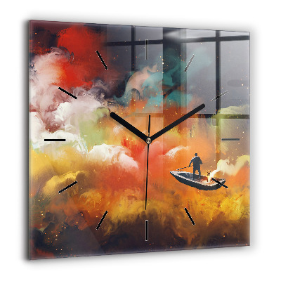 Pendule carrée en verre 60x60 cm Image abstraite