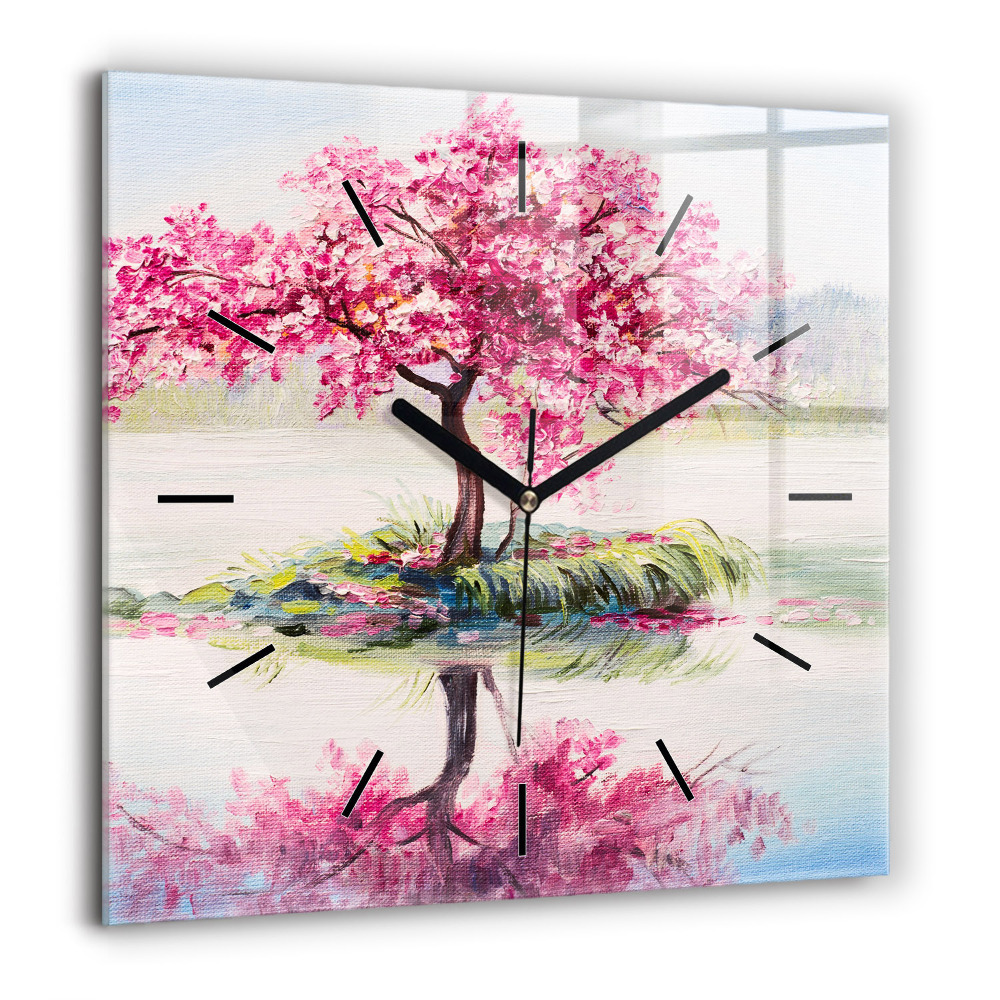 Horloge murale carrée 60x60 cm Mosaïque d'un arbre