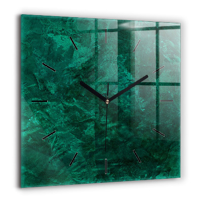 Horloge murale carrée 60x60 cm Mur d'émeraude