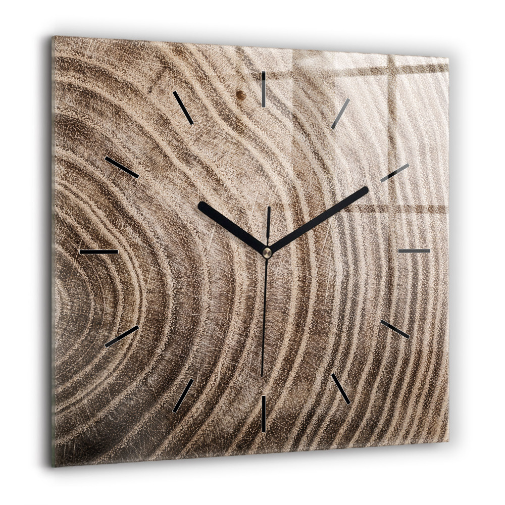 Horloge murale carrée 60x60 cm Tronc d'arbre