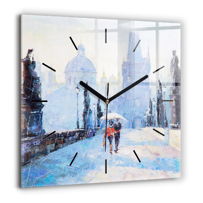 Pendule carrée en verre 60x60 cm Art de l'huile