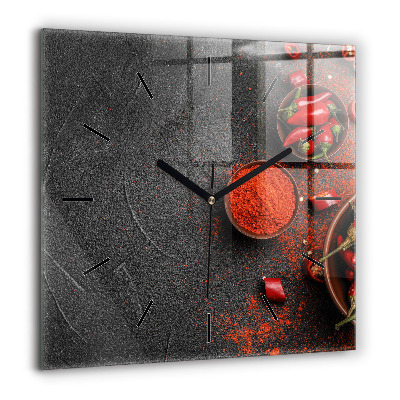 Horloge murale carrée 60x60 cm Poivrons rouges