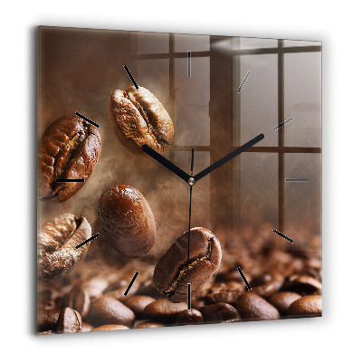 Horloge carrée en verre 60x60 cm Grains de café