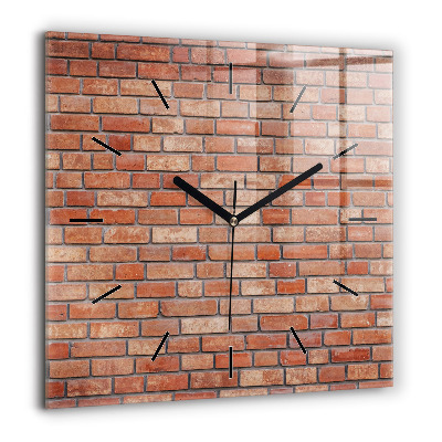 Horloge carrée en verre 60x60 cm Mur de briques