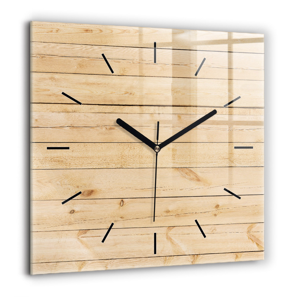 Horloge carrée en verre 60x60 cm Planches en bois