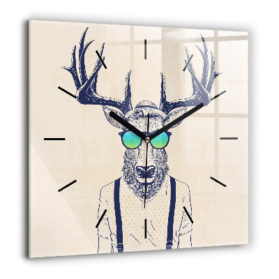 Horloge murale carrée 60x60 cm Cerf abstrait
