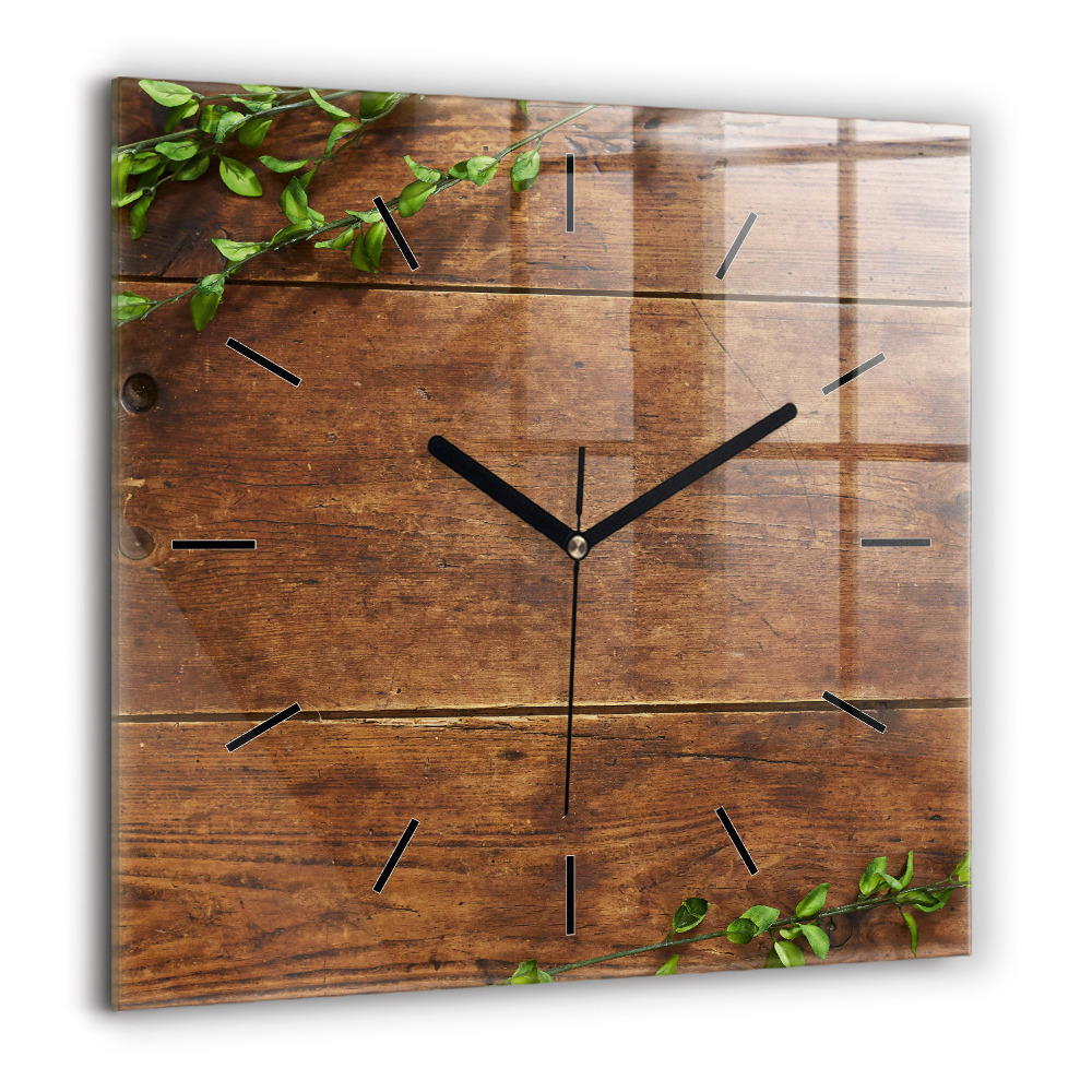 Horloge murale carrée 60x60 cm Bois rustique