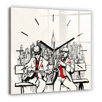 Horloge carrée en verre 60x60 cm Jazz à New York