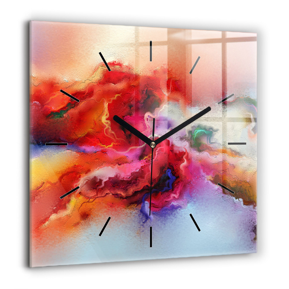Horloge carrée en verre 60x60 cm Peinture renversée