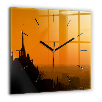 Horloge murale carrée 60x60 cm Vue de la cathédrale de Brno