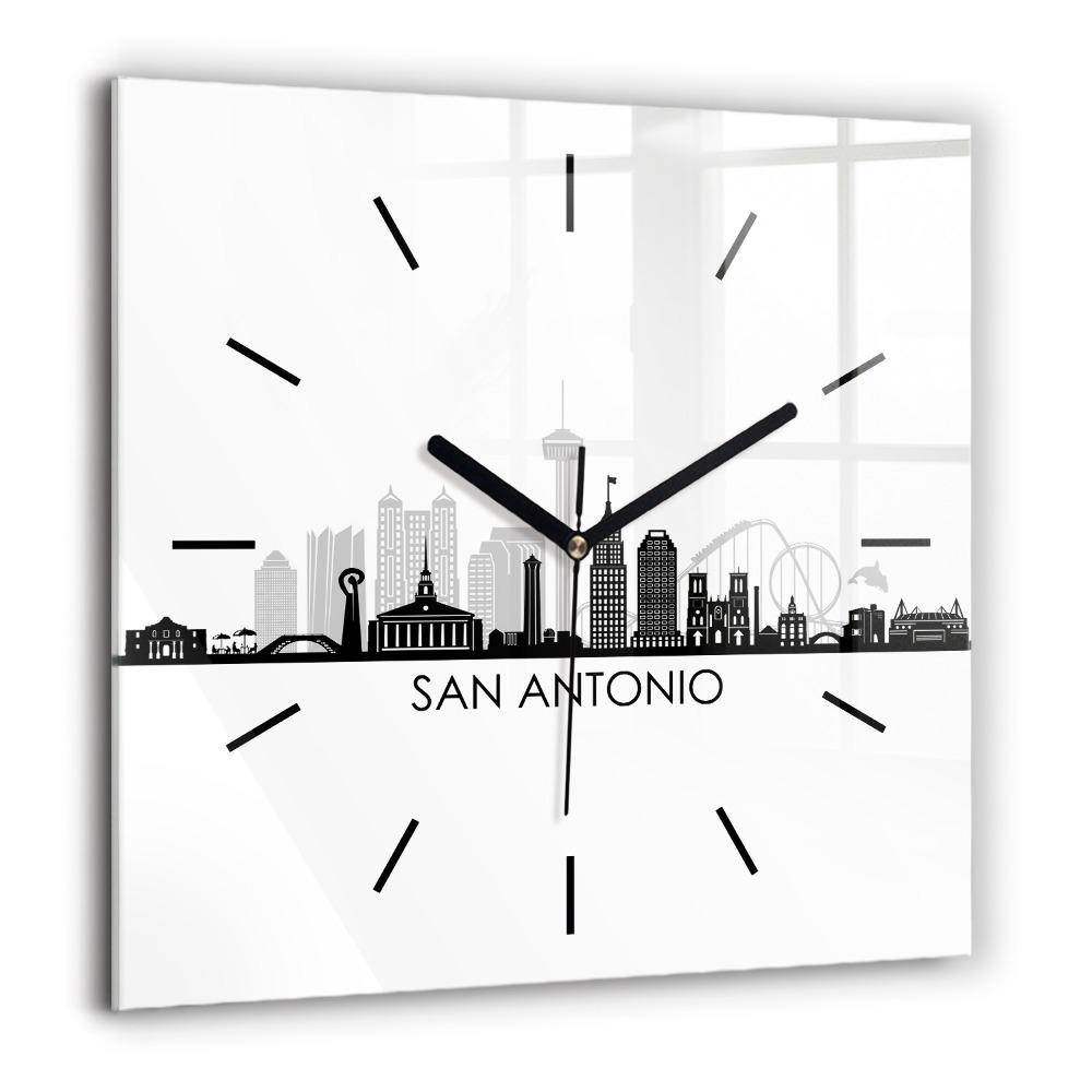 Horloge murale carrée 60x60 cm Ville de San Antonio Texas