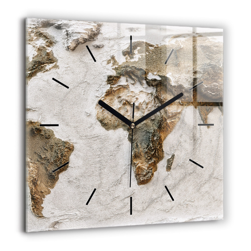 Horloge murale carrée 60x60 cm Carte du vieux monde