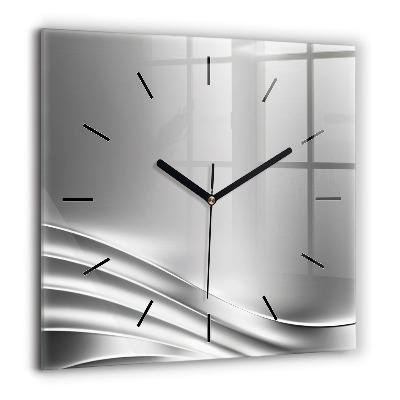 Pendule carrée en verre 60x60 cm Abstraction argentée