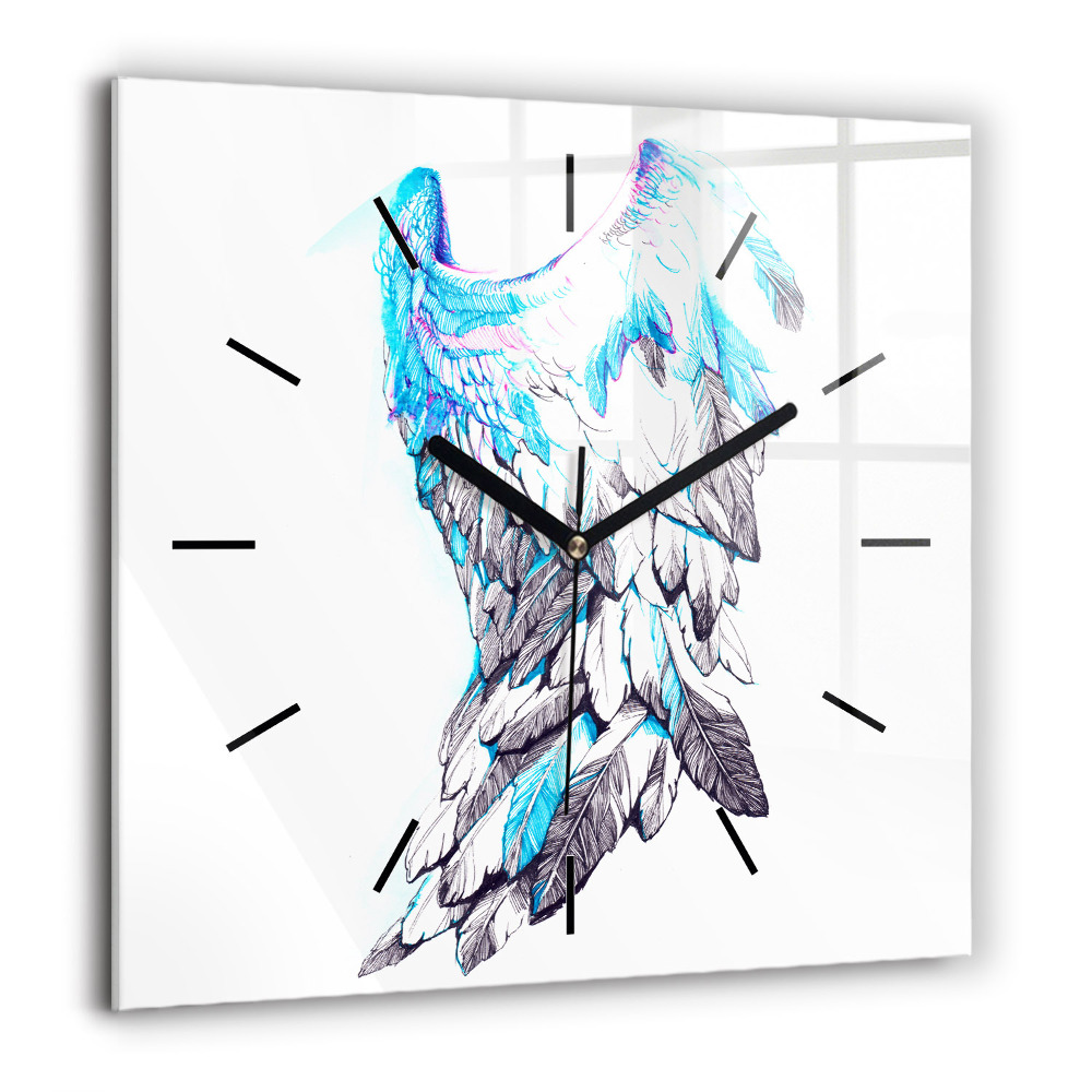Horloge carrée en verre 60x60 cm Imitation d'ailes d'oiseaux