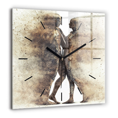 Pendule carrée en verre 60x60 cm Personnes abstraites sable