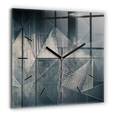Horloge murale carrée 60x60 cm Triangles abstraits en métal