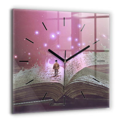 Pendule carrée en verre 60x60 cm Abstraction livresque