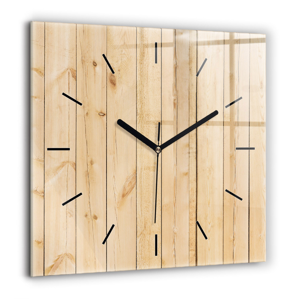 Horloge murale carrée 60x60 cm Planches de bois