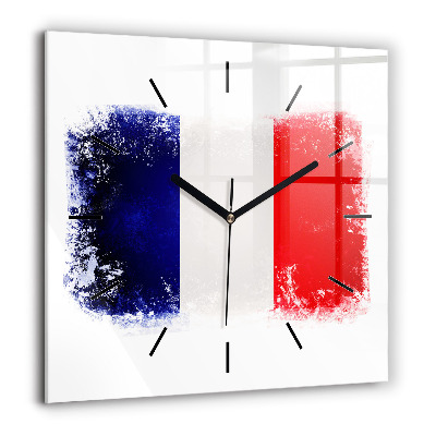 Horloge murale carrée 60x60 cm Drapeau de la France