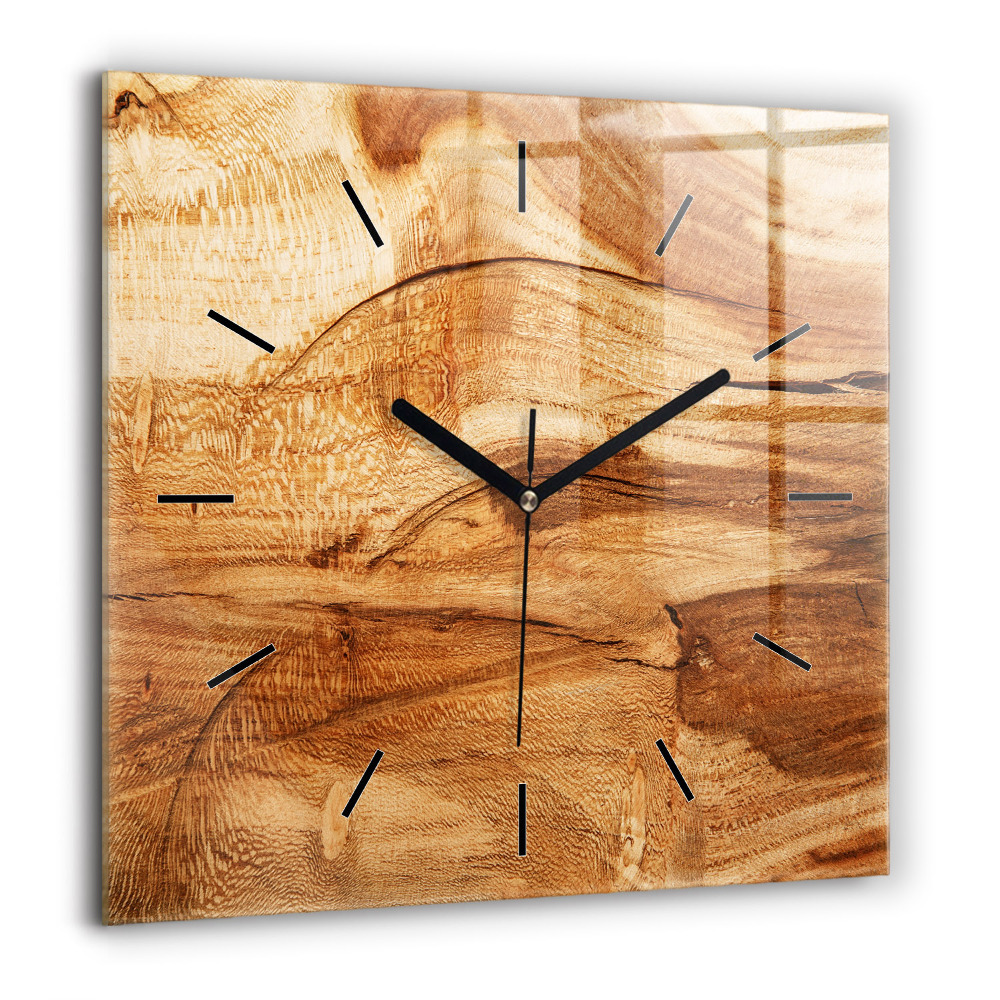 Pendule carrée en verre 60x60 cm Texture de bois