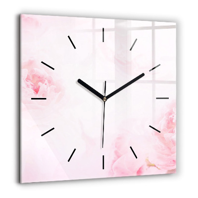 Horloge carrée en verre 60x60 cm Fleurs en fleurs