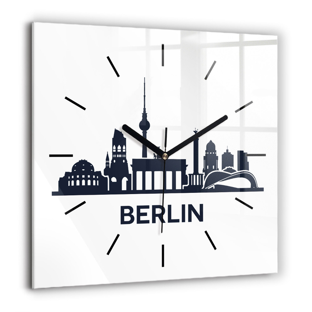 Pendule carrée en verre 60x60 cm Illustration de la ville de Berlin