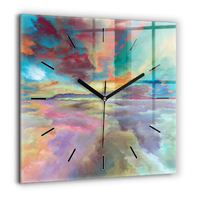 Horloge carrée en verre 60x60 cm Paysage abstrait