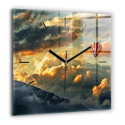 Horloge murale carrée 60x60 cm Vol en ballon dans les nuages