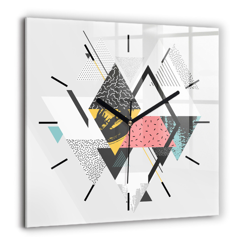 Horloge carrée en verre 60x60 cm Motif géométrique