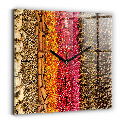 Horloge carrée en verre 60x60 cm Rangées d'épices