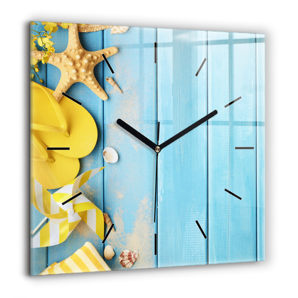 Horloge murale carrée 60x60 cm Accessoires de plage et planches