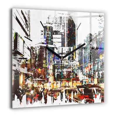 Horloge murale carrée 60x60 cm Ville de New York