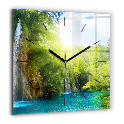 Horloge murale carrée 60x60 cm Paysage de lagune