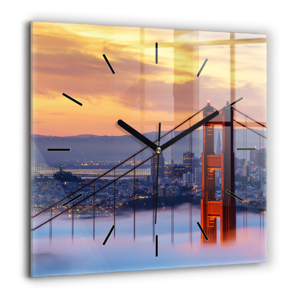 Horloge murale carrée 60x60 cm Pont de San Francisco