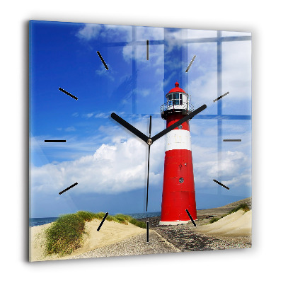 Pendule carrée en verre 60x60 cm Phare